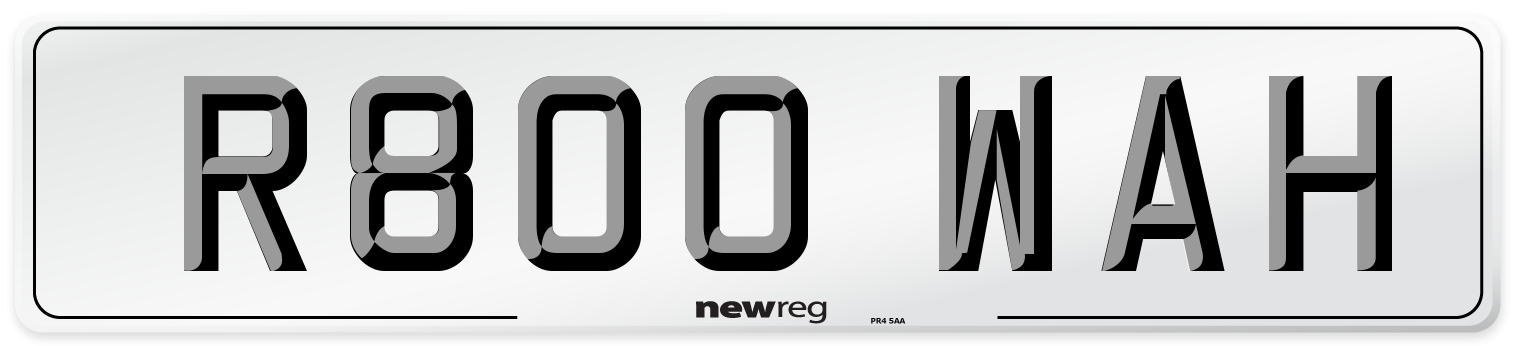 R800 WAH Number Plate from New Reg